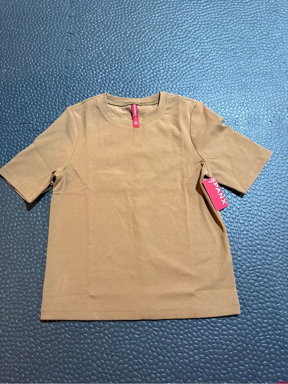 SPANX Short Sleeve Crewneck Top in Tan